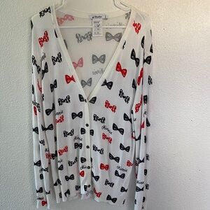 Disney Parks Minnie Mouse Bow Cardigan Medium | Authentic | Red Black White